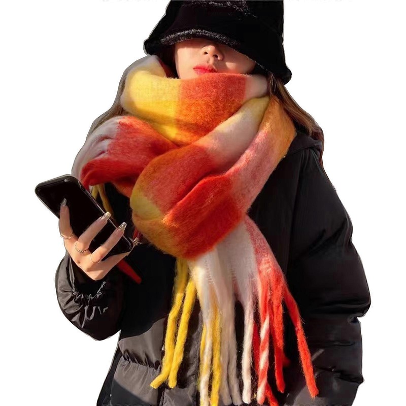 Christmas Long Plaids Blanket 245cm Oversized Winter Fall Warm Scarf Tartan Scarves Wrap Shawl Classical Tassels  orange | Fruugo SG