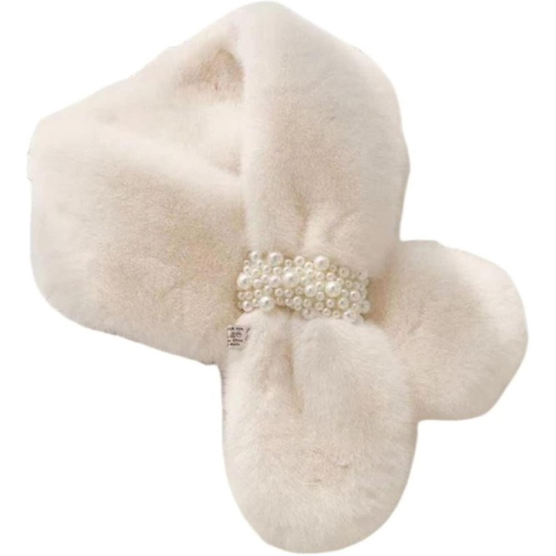 Fashion Pearl Buckle Women Cross Scarf Soft Plush Winter Scarf | Fruugo SG