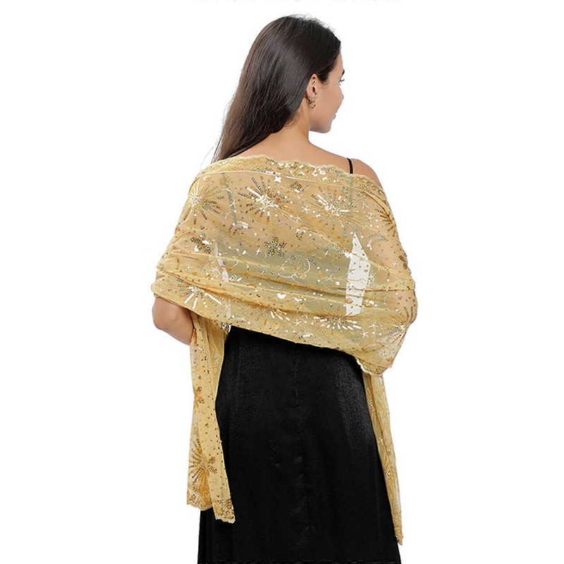 Fashion Summer Wedding Party Scarf for Woman Sequins Decor Wrap Casual Embroidery Scarves Shawls Foulard Female Supplies  Gold | Fruugo SG