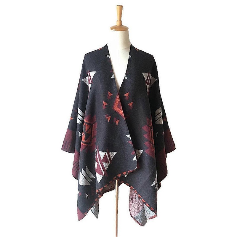 Women’s Geometric Poncho Loose Shawls Warm Thicken Blanket for Lady | Fruugo SG