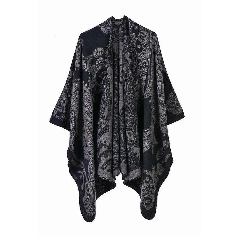 Women’s Jacquard Poncho Blanket Thicken Shawl Wrap Cardigan Coat Cashmere Feel with Paisley | Fruugo SG