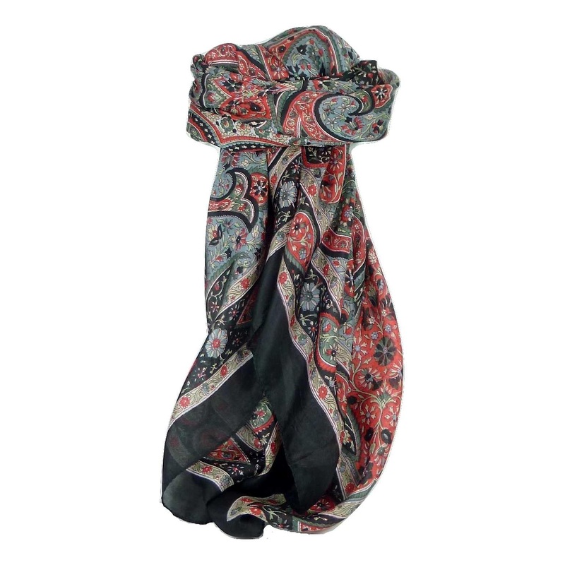 Classic Paisley Square Scarf Mulberry Silk Balay Jet by Pashmina & Silk | Fruugo SG
