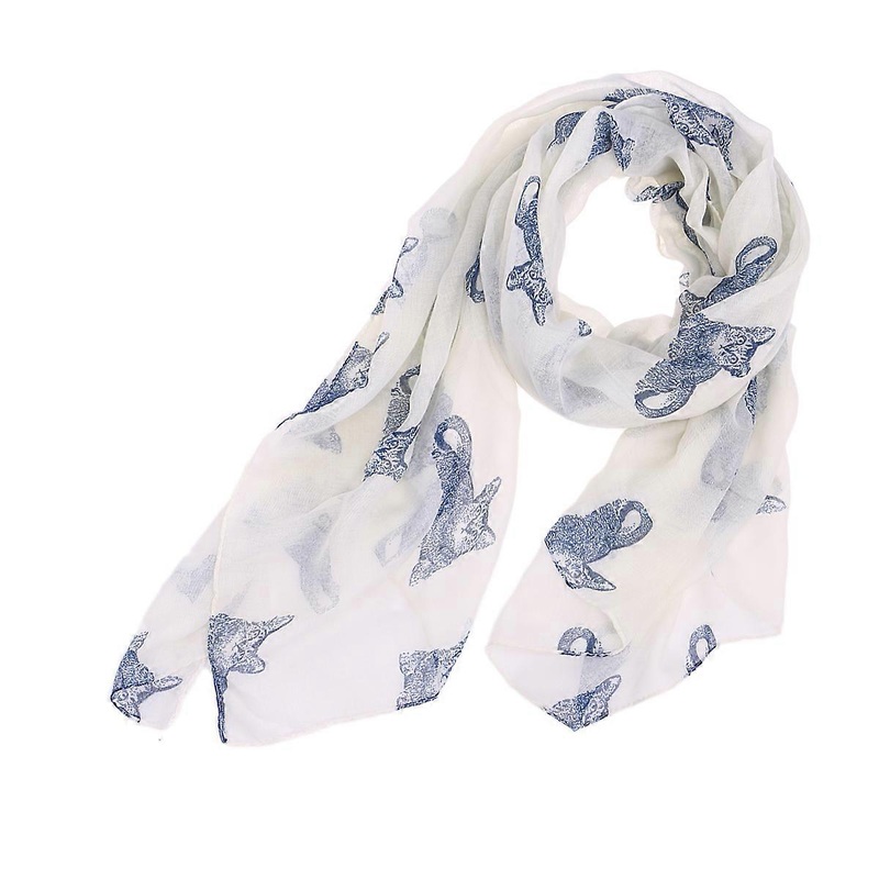 Fashion Scarf For Women Silk Kitten Printed Winter Sunscreen Small Cat Pattern White 180X90CM Versatile 1Pcs | Fruugo SG