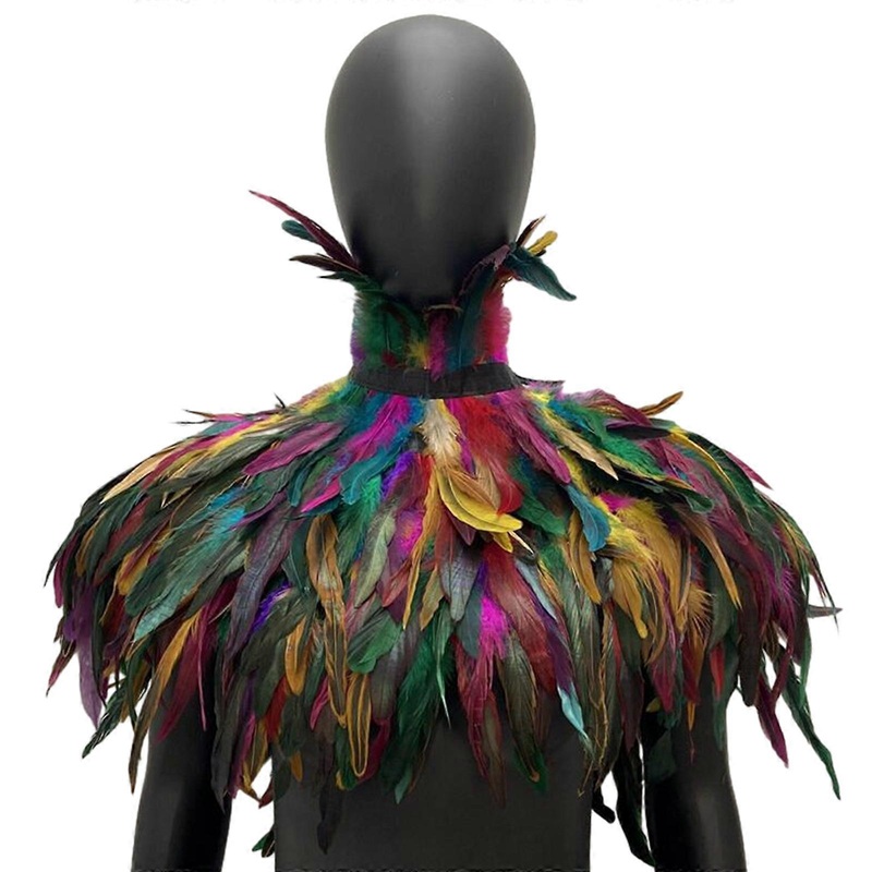 Halloween Feather Shawl Cosplay Party Women Universal Feathers Cape Role Playing Costume Cloak Gothic Lady Accessories  Colorful | Fruugo SG