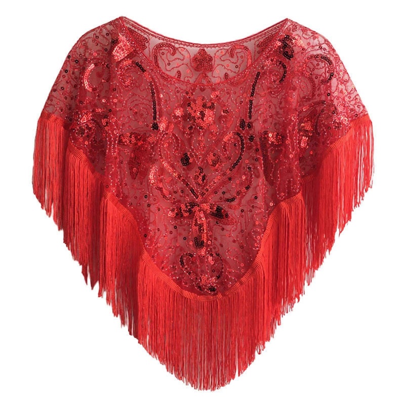 Luxurious Sequined Fringe Cloak Vintage Women’s Shawl Elegant Party Cover-up For Wedding Parties And Evening Gowns  Red | Fruugo SG