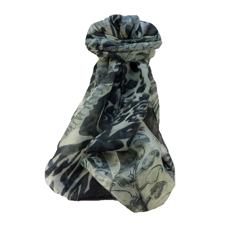Mulberry Silk Contemporary Long Scarf Kavitar Charcoal by Pashmina & Silk | Fruugo SG
