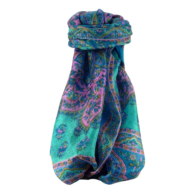 Mulberry Silk Traditional Long Scarf Cauver Aqua by Pashmina & Silk | Fruugo SG