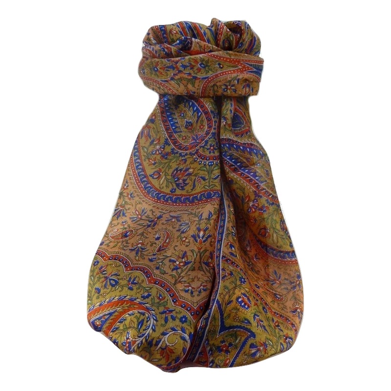 Mulberry Silk Traditional Long Scarf  Shivaji Marigold by Pashmina & Silk | Fruugo SG