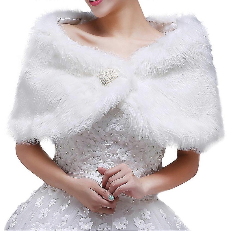 Women Bride Cape Bridal Cape Warm Comfortable White 105*26cm For Wedding Dress Bride Winter Shawl 1Set | Fruugo SG
