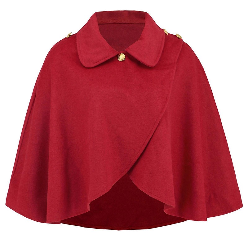 Women’s Fall Winter Lapel Collar Faux Wool Ponchos Capes Coat Warm Soft Crosses Front Shawls Sweater Wrap Short Cloak  Red | Fruugo SG