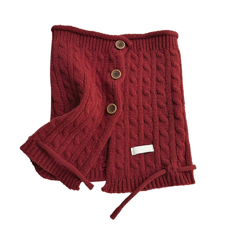 Women Solid Color Cable Knit Collar Scarf Neck Guard Winter Turtleneck Shawl Wrap with Button Multiple Wear Ways Hat  Burgundy | Fruugo SG