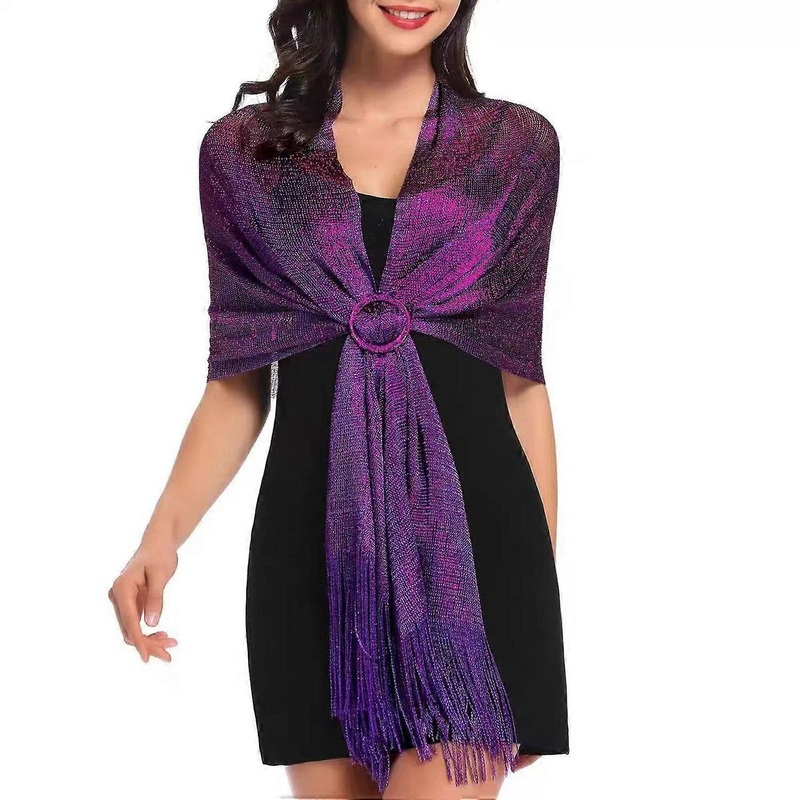 Women Sparkling Shawl Metallic Wire Bridesmaid Scarves Wraps with Scarf Button Wedding Party | Fruugo SG