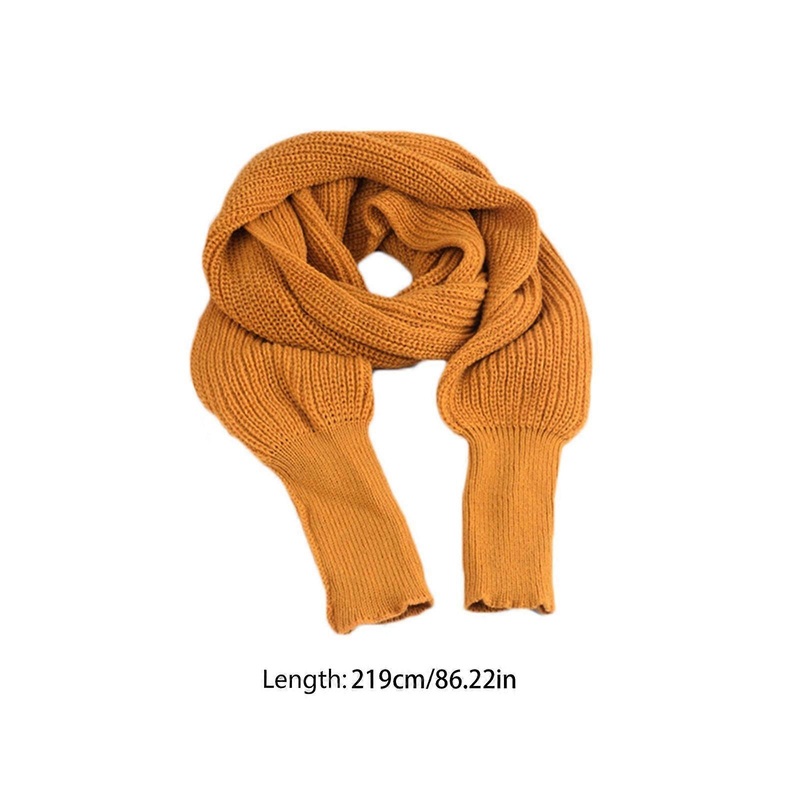 Women Winter Knit Blanket Long Shawl Wrap with Sleeves Solid Color Crochet Sweater Scarf Multi-Use Cape Neck Warmer  turmeric | Fruugo SG