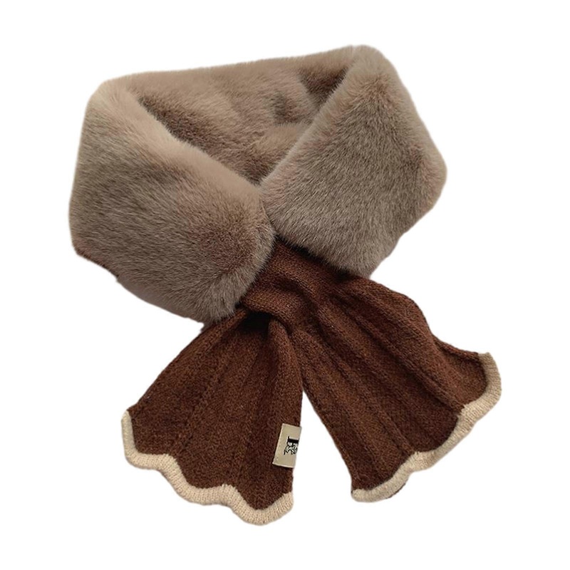 Womens Knitted Scarf Cute Collar Neck Wrap Ladies Thicken Winter Neck Warmer Criss-Cross Furry Thicken Scarf  Coffee | Fruugo SG