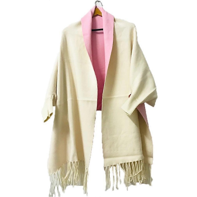 Yellow Embroidery Scarf with Sleeve Fringed Shawl Open Front Poncho for Lady | Fruugo SG