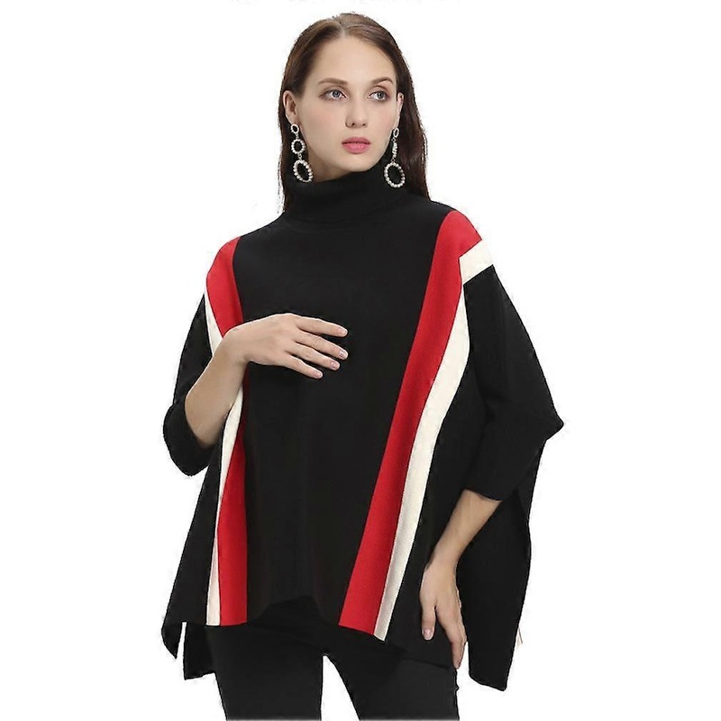 Autumn Winter Loose Batwing Blouse Turtleneck Pullover Shawls with Stripe Pattern for Lady | Fruugo SG