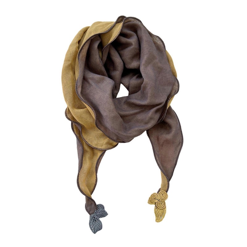 Breathable Two Layer Cotton Linen Scarf Bandana Women’s Fashionable Head Wrap Daily Comfort for Outdoor Activity  Yellow grey | Fruugo SG