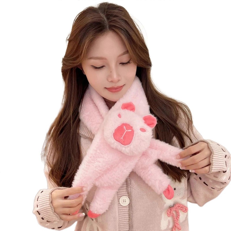 Cartoon Capybara Plush Scarf for Winter Decorative Lovely Neck Shawl Kids Winter Warm Neckwear Outdoor Activity Scarves  Pink | Fruugo SG