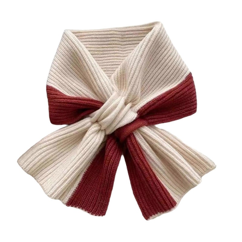 Elegant Women’s Knitted Scarf with Crossed Designing, Chic Color Matching Neckerchief Waarm Neck Wamer for Cold Season  Red | Fruugo SG