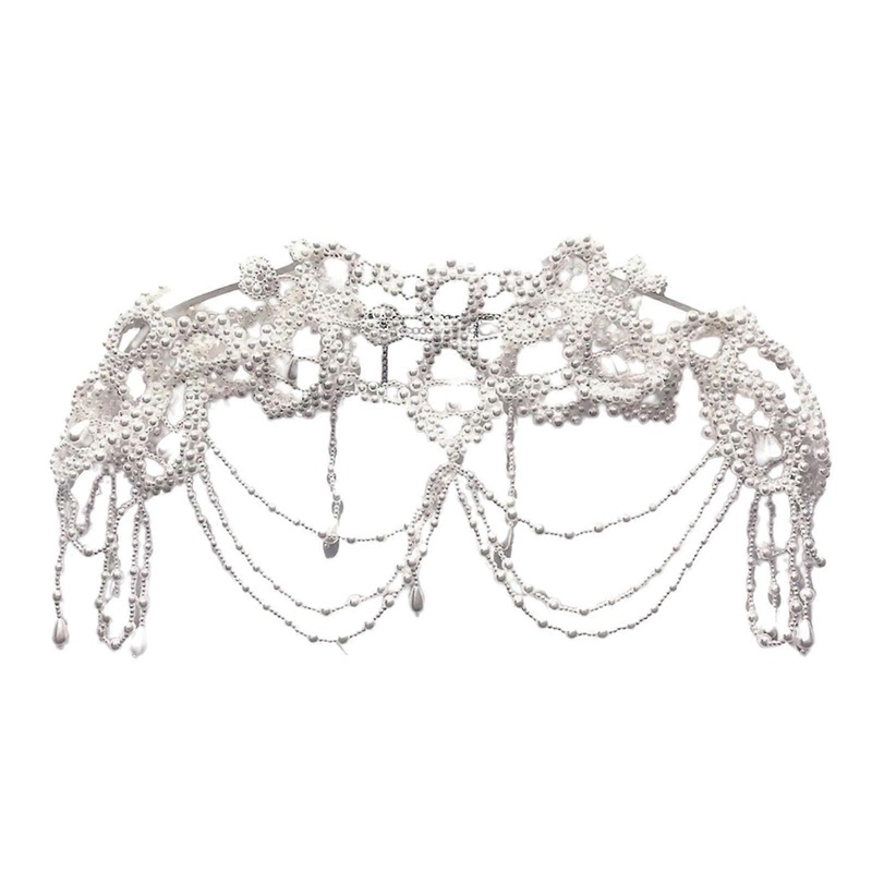 Hand Woven Pearls Shawl Shoulder Chain Body Jewelry Wedding Ceremony,Banquet Dress Bridal Clothing Accessories  White | Fruugo SG