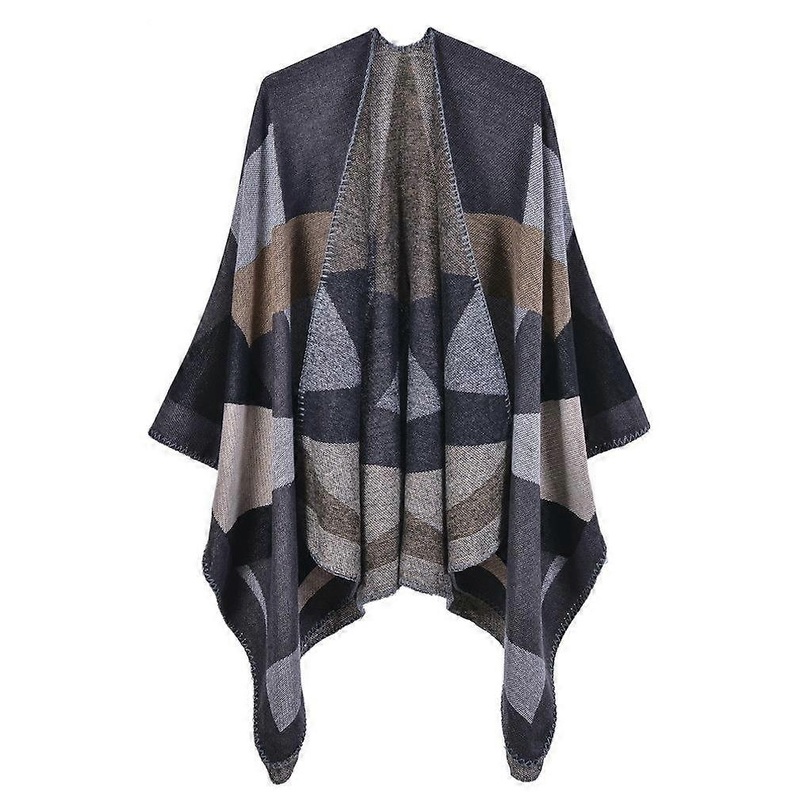 Jacquard Geometric Pashmina Shawl Wrap Thicken Warm Poncho Open Front Cape for Lady | Fruugo SG
