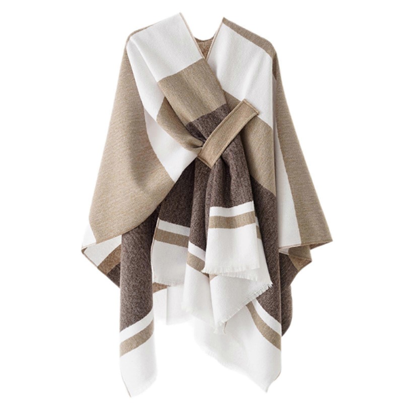 Large Warm Shawl Wrap Open Front Tassels Winter Accessory Casual Crop Tassels Thick Oversized Shawl for Ladies  khaki | Fruugo SG