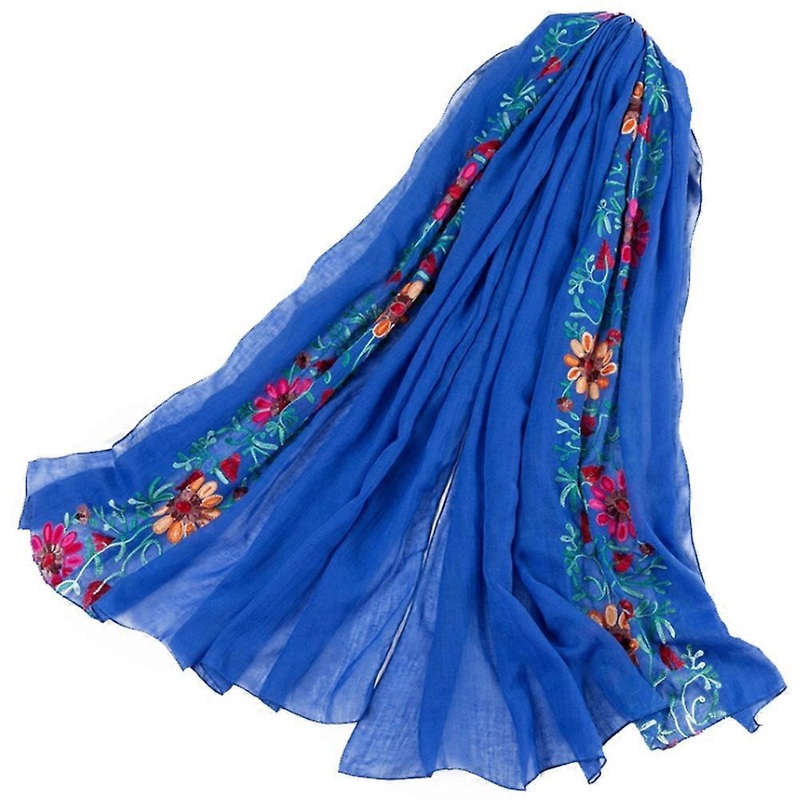 Linen Shawl Wraps Women Floral Shawl Royal Blue Cotton Linen Dressing Decoration 1Set | Fruugo SG