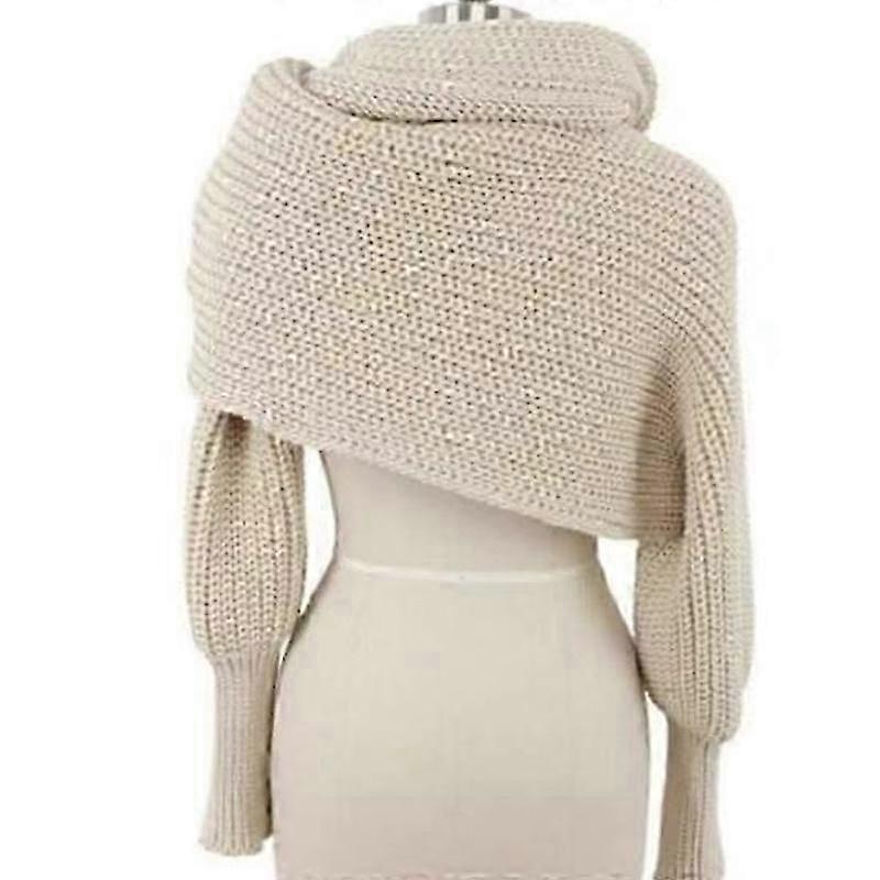 Long Winter Scarves for Women | Wool Knitted Shawl Wrap | Warm Winter Sleeve Shawl | Fruugo SG