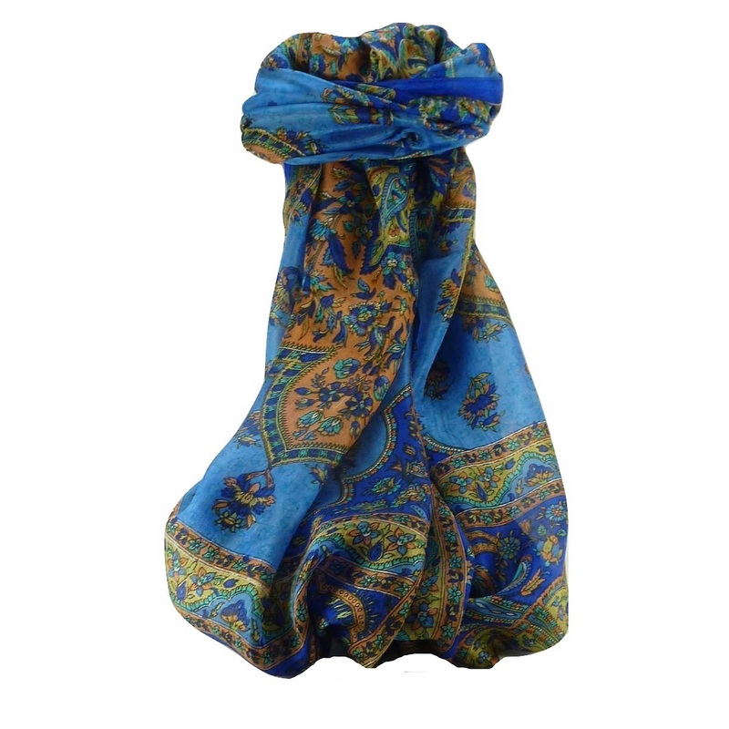 Mulberry Silk Traditional Long Scarf Cauver Blue by Pashmina & Silk | Fruugo SG
