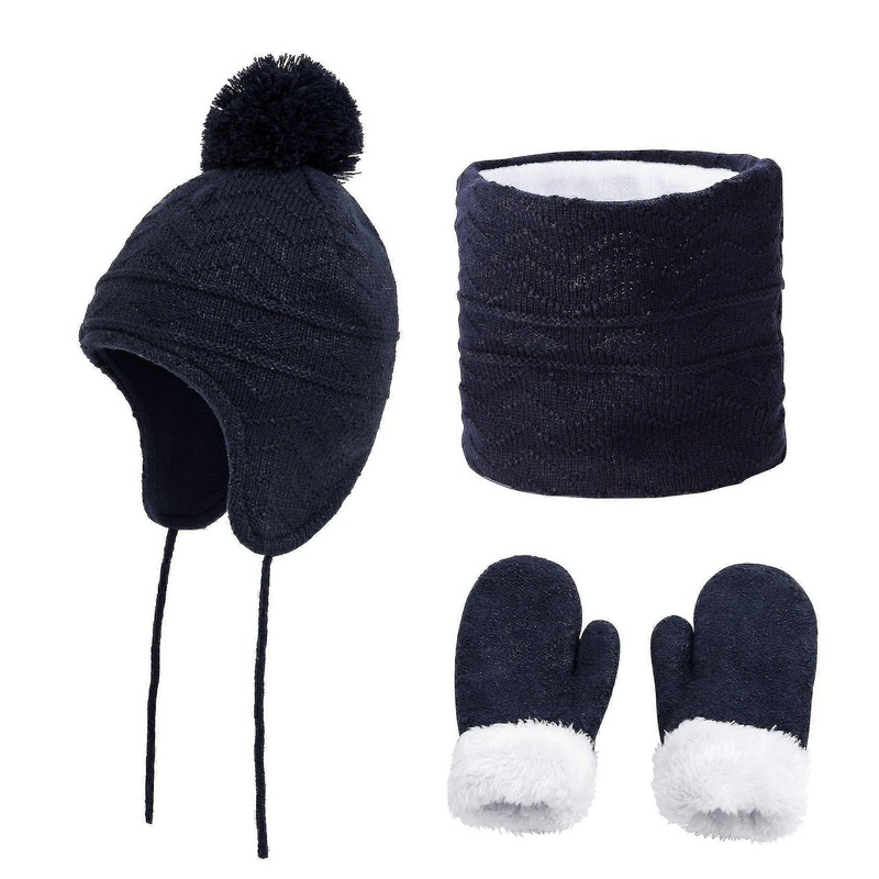 3 Pieces Hat Scarf Gloves Set For Kids, Knit Ick Warm | Fruugo SG