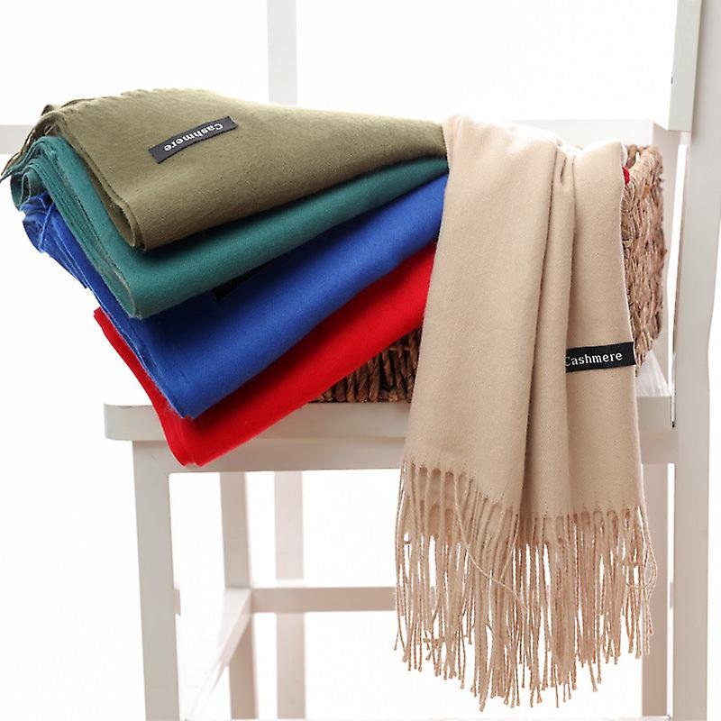 Autumn And Winter Thickening Keeping Warm Dual-purpose Talma Long Artificial Cashmere Scarf Women’s Pure Color All-matching Scarf | Fruugo SG