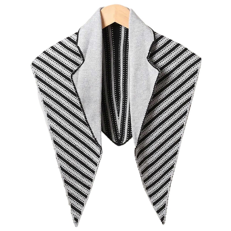 Classical Striped Cotton Shawl Scarf All Matching Knitted Shawl Wrap Lapel Collar for Stylish Warmth Cold Weather  black gray | Fruugo SG