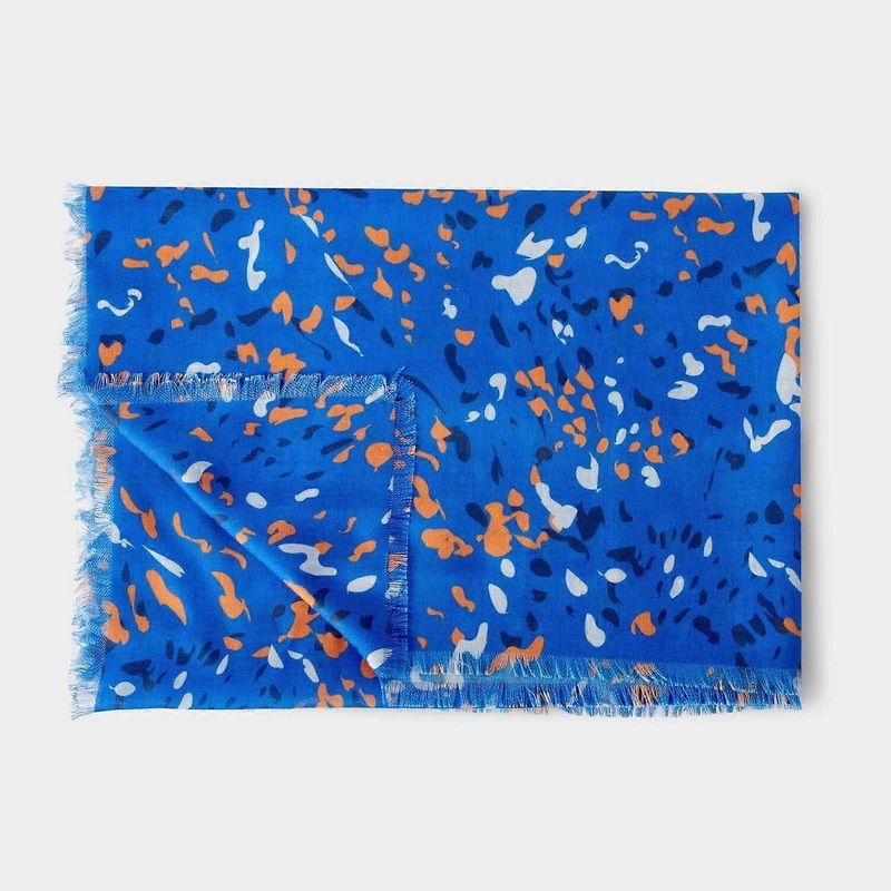 Katie Loxton Cobalt Blue / Orange Terrazzo Printed Scarf KLS591 | Fruugo SG