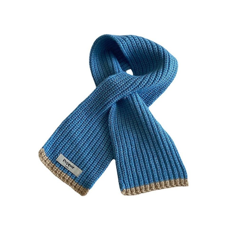 Korean Style Contrast Color Small Scarf Short Women’s Labeling Student Children’s Wool Knitted Fashionable Warm Scarf | Fruugo SG