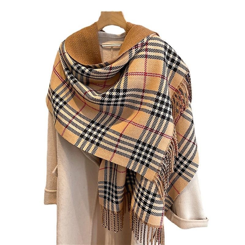 Korean Style Sweet Plaid Scarf Women’s All-match Cashmere-like Thickened Double-sided Tassel Shawl Long Scarf | Fruugo SG