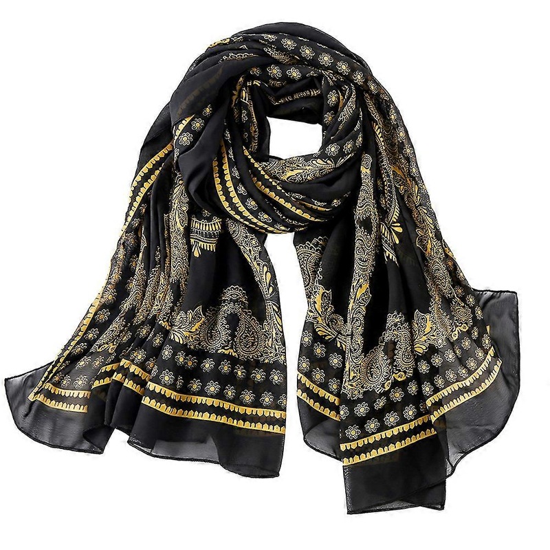 Ladies Shawl Chiffon Scarf Fashion Scarf For Women Cold Weather 150x50cm Black 1Set | Fruugo SG