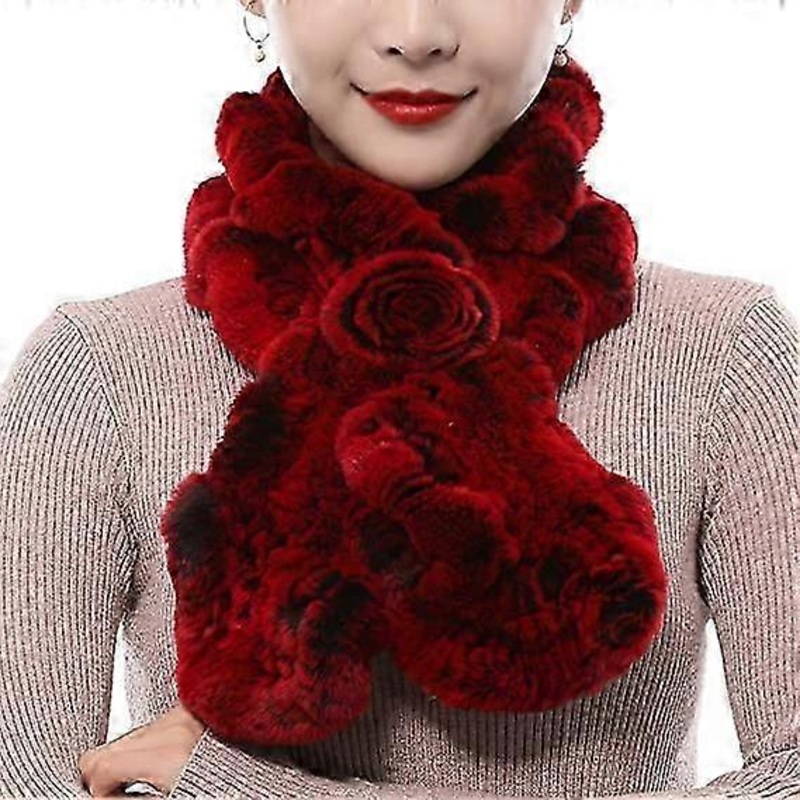 Women’s fur scarf rabbit fur apron wavy fur scarf winter knitting plush scarf | Fruugo SG