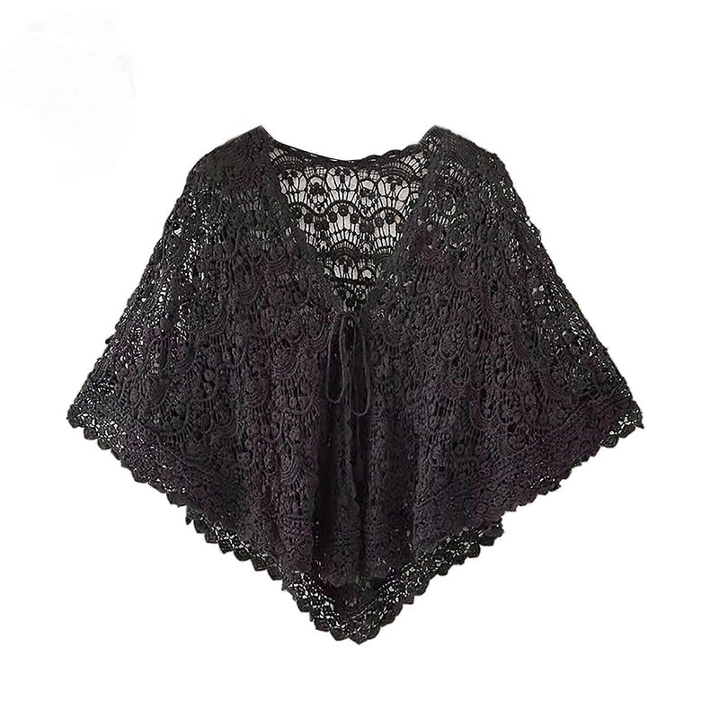 Graceful Knitted Shawl for Special Event Wrap Casual Costume Crocheted  Comfortable Wrap Flower for Blouse  Black | Fruugo SG