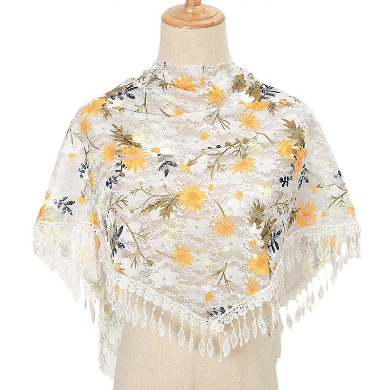 Ladies Floral Print Triangle Sheer Shawl for Ladies Summer Travel Body Cool Breathable Shawl Hot Weather Supplies  Yellow | Fruugo SG