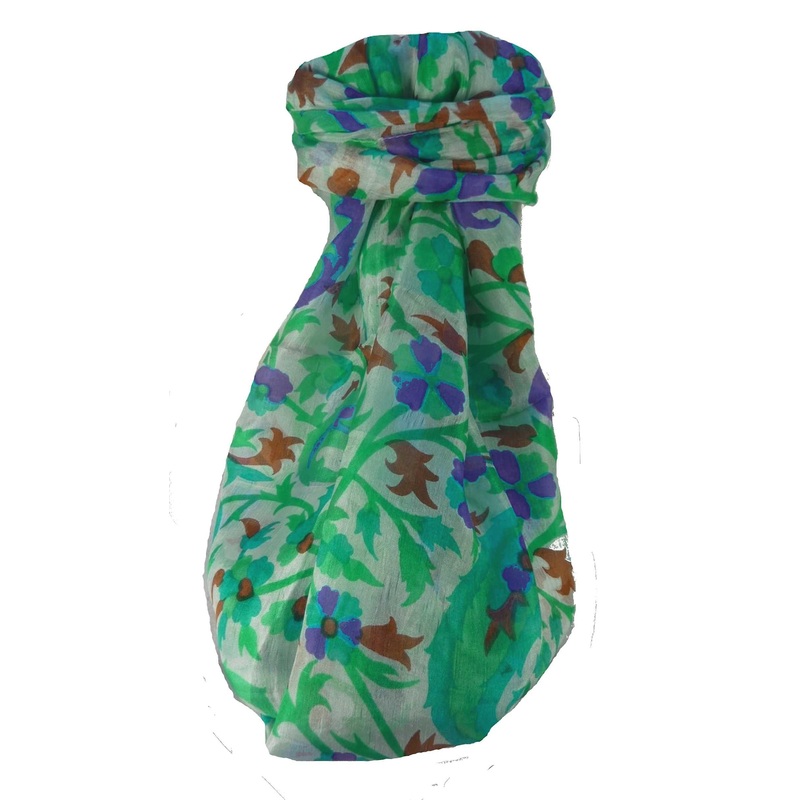 Mulberry Silk Contemporary Long Scarf Jarava Teal by Pashmina & Silk | Fruugo SG