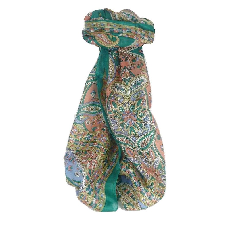 Mulberry Silk Traditional Long Scarf Chawl Teal by Pashmina & Silk | Fruugo SG