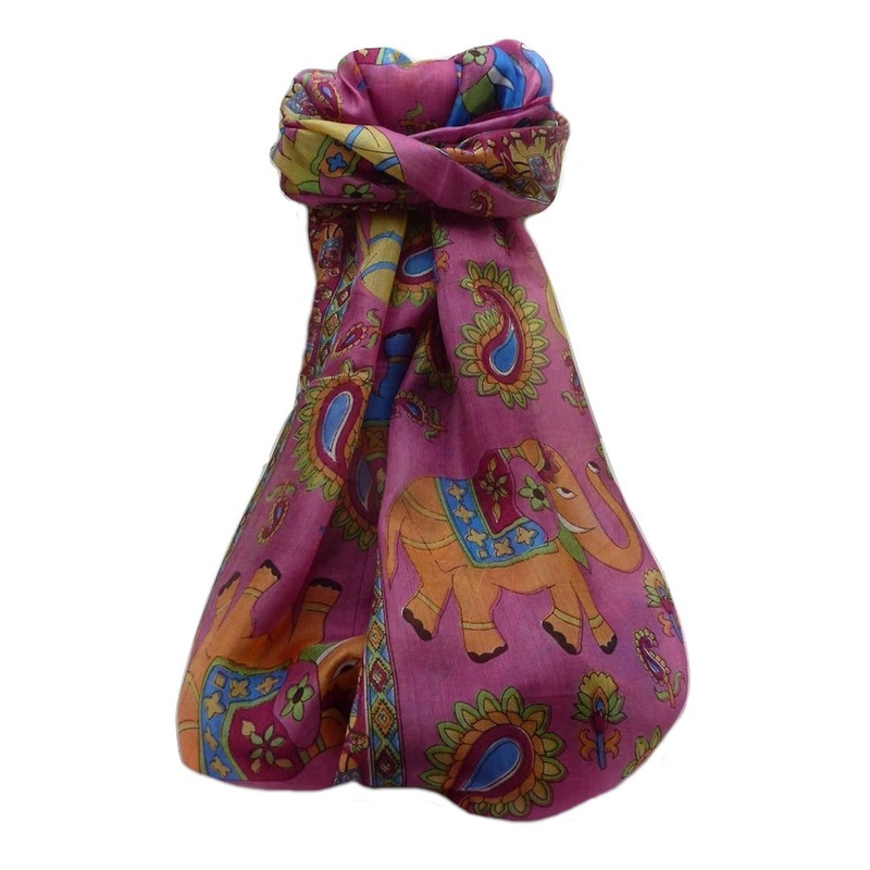 Mulberry Silk Traditional Long Scarf  Qamar Pink by Pashmina & Silk | Fruugo SG