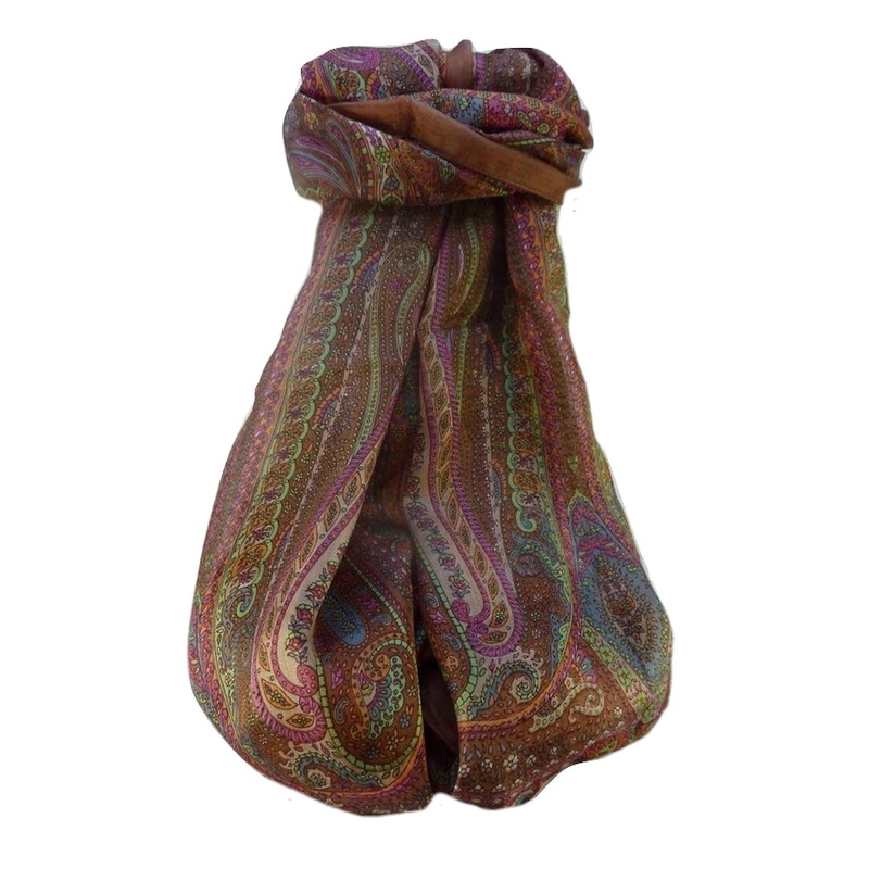 Mulberry Silk Traditional Long Scarf  Ranveer Chestnut by Pashmina & Silk | Fruugo SG