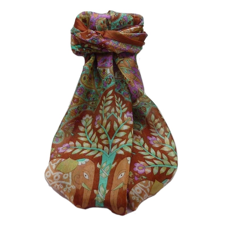 Mulberry Silk Traditional Long Scarf  Zhu Copper by Pashmina & Silk | Fruugo SG
