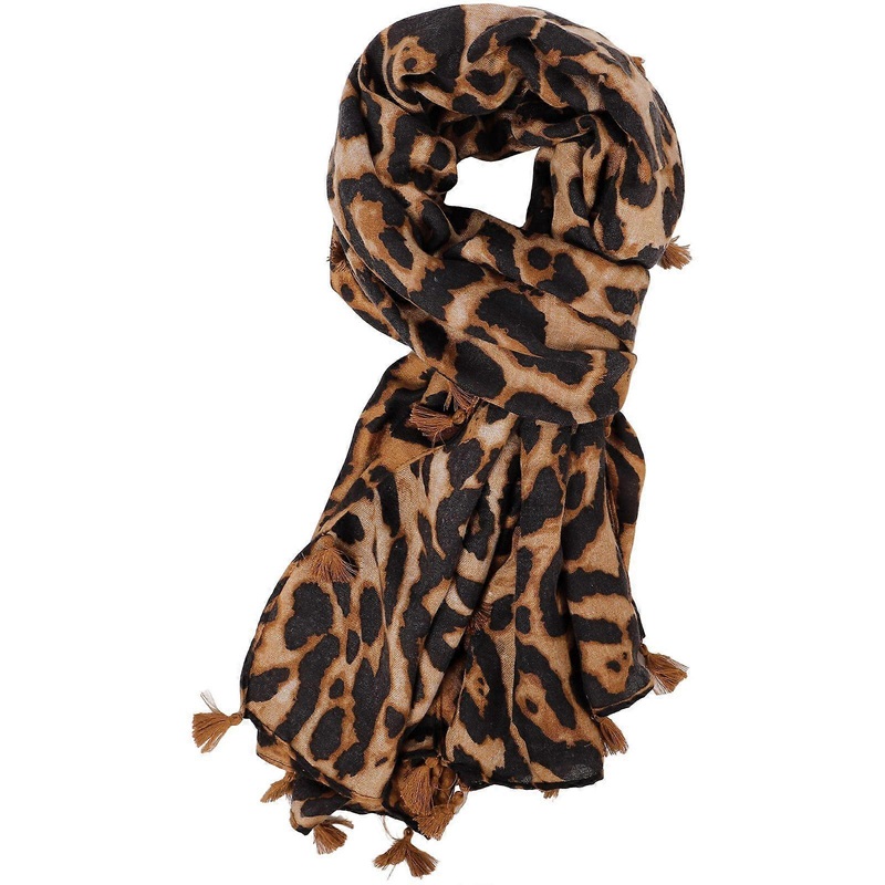 Women Long Style Scarf Dual Cotton Shawl Gift Leopard Scarf Coffee | Fruugo SG