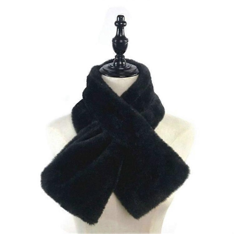 Women Winter Thicken Plush Faux Rabbit Fur Scarf Solid Color Warmer Neckerchief 96 x 15cm | Fruugo SG