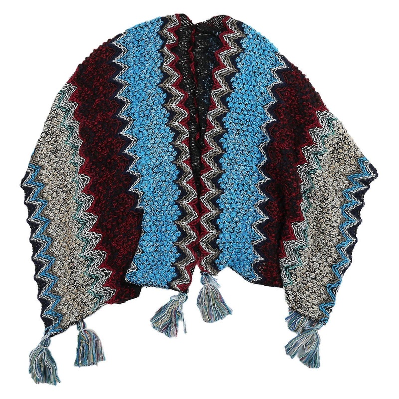 Womens Shawl Wrap Poncho Ethnic Style Cape Cardigan Sweater Open Front Tassels Cape for Spring Fall Winter  blue purple | Fruugo SG