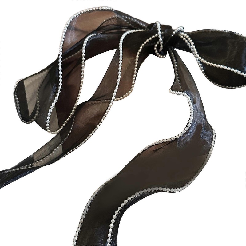 Beaded Trim Lace Scarf Decorative Hair Scarf Elegant Neckwear for Teens Girl Lace Tied Hair Scarf Neckwear Ribbon Scarf  Black | Fruugo SG