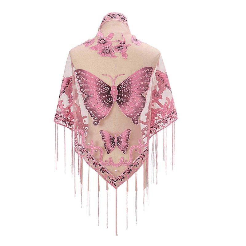 Butterfly Embroidered Shawl Lace Triangle Scarf Formal Shawls And Wrap For Evening Dresses Sheer Shawl With Fringe | Fruugo SG