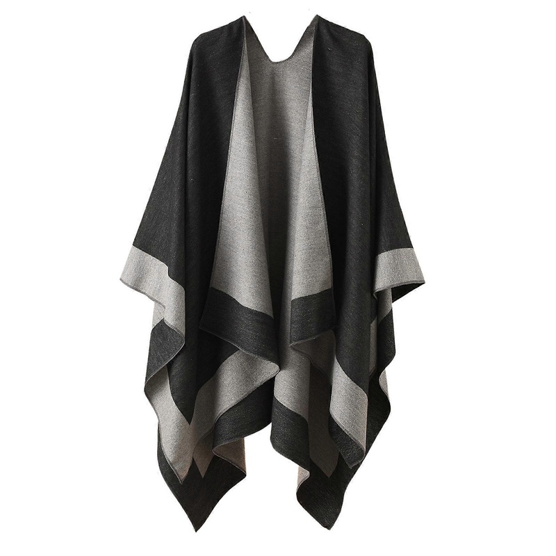 Casual Cardigan Shawls Versatiles Shawl Wrap Women’s Poncho Capes Blanket Poncho for Trendy Youth Adults  Black gray | Fruugo SG